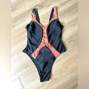 Black illusion full piece bathing suit size M